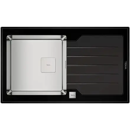 Кухонная мойка Teka Diamond RS15 1B 1D 86 BLACK черное стекло