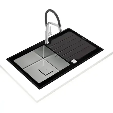 Кухонная мойка Teka Diamond RS15 1B 1D 86 BLACK черное стекло