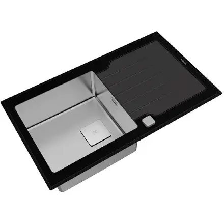 Кухонная мойка Teka Diamond RS15 1B 1D 86 BLACK черное стекло