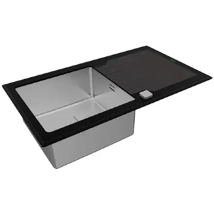 Кухонная мойка Teka Diamond RS15 1B 1D 86 BLACK черное стекло