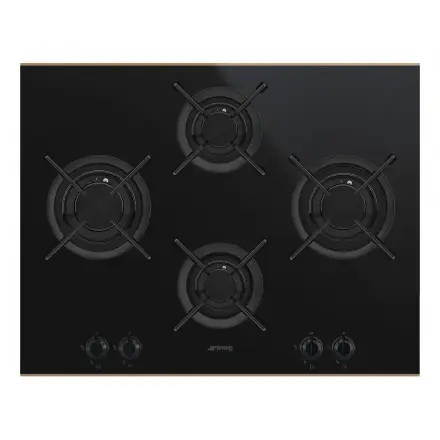 Варочная панель Smeg PV664 газовая, цвет черный, медный профиль