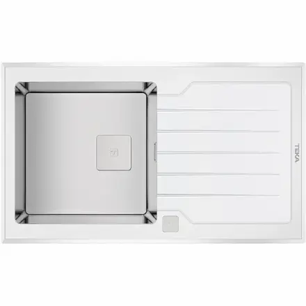 Кухонная мойка Teka Diamond RS15 1B 1D 86 WHITE белое стекло