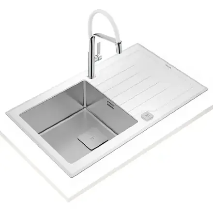 Кухонная мойка Teka Diamond RS15 1B 1D 86 WHITE белое стекло