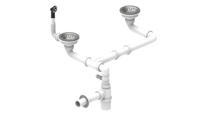 Слив 3 ½ с круглым переливом для 2-х чашевой мойки