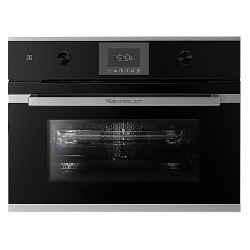 Духовой шкаф Kuppersbusch CBM 6350.0 S1 компактный с микроволнами stainless steel, цвет черное стекло