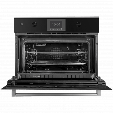 Духовой шкаф Kuppersbusch CBM 6350.0 S1 компактный с микроволнами stainless steel, цвет черное стекло