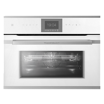 Духовой шкаф Kuppersbusch CBM 6550.0 W1 компактный с микроволнами stainless steel, цвет белое стекло