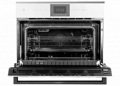 Духовой шкаф Kuppersbusch CBM 6550.0 W1 компактный с микроволнами stainless steel, цвет белое стекло