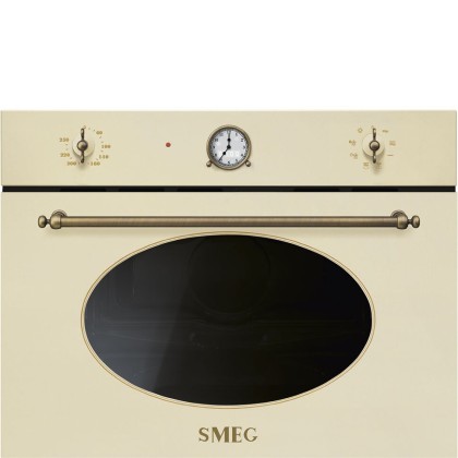 Микроволновая печь Smeg SF4800MPO, цвет кремовый (фурнитура латунная)