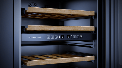 Винный шкаф Kuppersbusch FWK 6862.0 S встраиваемый, цвет черное стекло