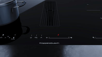 Варочная панель Kuppersbusch KMI 8590.0 SR индукционная с вытяжкой , цвет черное стекло