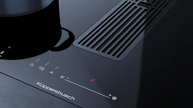 Варочная панель Kuppersbusch KMI 8590.0 SR индукционная с вытяжкой , цвет черное стекло