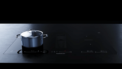 Варочная панель Kuppersbusch KMI 8590.0 SR индукционная с вытяжкой , цвет черное стекло