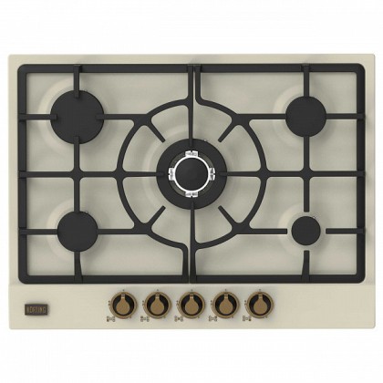 Варочная панель Korting HG 761 CTB газовая, цвет слоновая кость, цвет регуляторов бронза