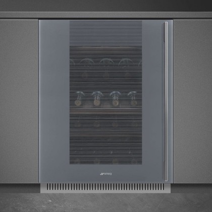 Холодильный шкаф для вина Smeg CVI138LS3, цвет серебристое стекло Stopsol