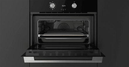 Компактный мультифункциональный духовой шкаф с системой чистки DualClean (пиролиз+HydroClean® PRO) и режимом турбо