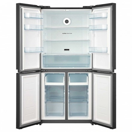 Холодильник Korting KNFM 81787 GN, цвет черное стекло