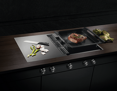 Варочная панель Kuppersbusch KMI 9850.0 SR индукционная с вытяжкой , цвет черное стекло