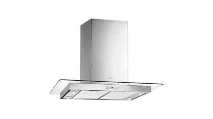 Островная вытяжка со стеклянным крылом