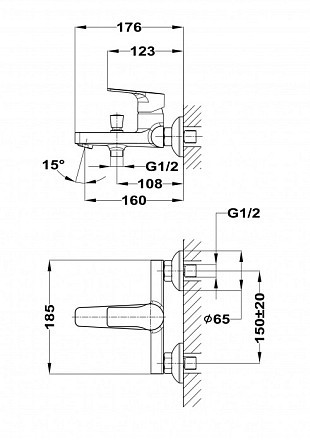 Смеситель для ванны Teka Manacor 841221200