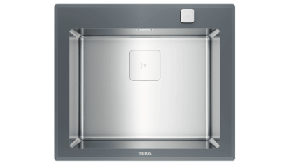 Мойка из нержавеющей стали и закалённого стекла с 1-ой чашей / Врезной монтаж