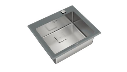 Мойка из нержавеющей стали и закалённого стекла с 1-ой чашей / Врезной монтаж