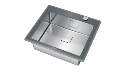 Мойка из нержавеющей стали и закалённого стекла с 1-ой чашей / Врезной монтаж