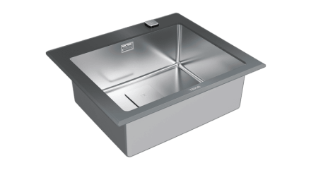 Мойка из нержавеющей стали и закалённого стекла с 1-ой чашей / Врезной монтаж