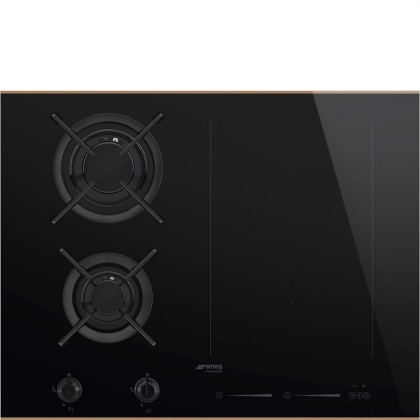 Варочная панель комбинированная Smeg PM6621WLDR газовая + индукционная, цвет черный