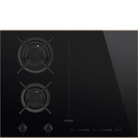 Варочная панель комбинированная Smeg PM6621WLDR газовая + индукционная, цвет черный