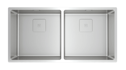 Мойка из нержавеющей стали с 2-мя чашами/ Подстольный монтаж / Монтаж заподлицо / Монтаж сверху (плоский кант)