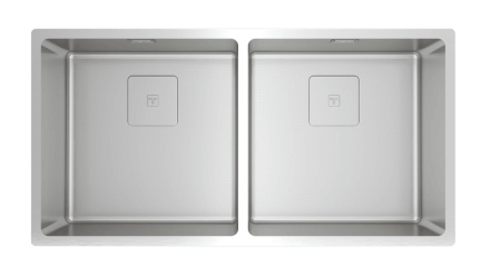 Мойка из нержавеющей стали с 2-мя чашами/ Подстольный монтаж / Монтаж заподлицо / Монтаж сверху (плоский кант)