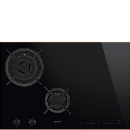 Варочная панель комбинированная Smeg PM6721WLDR газовая + индукционная, цвет черный