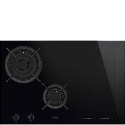 Варочная панель комбинированная Smeg PM6721WLDX газовая + индукционная, цвет черный
