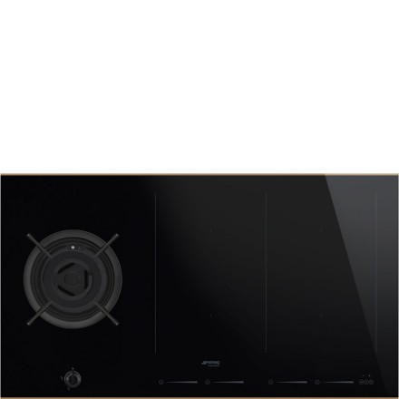 Варочная панель комбинированная Smeg PM6912WLDR газовая + индукционная, цвет черный