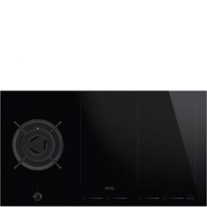 Варочная панель комбинированная Smeg PM6912WLDX газовая + индукционная, цвет черный