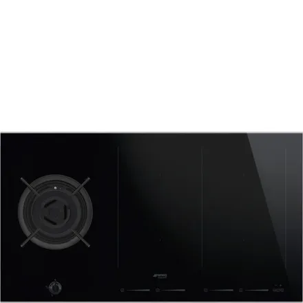 Варочная панель комбинированная Smeg PM6912WLDX газовая + индукционная, цвет черный