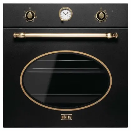 Духовой шкаф Korting OKB 461 CRGN, цвет черный; цвет ручки и регуляторов - золото