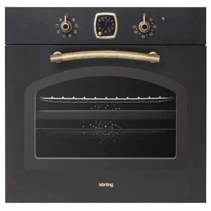 Духовой шкаф Korting OKB 481 CRN, цвет матовый черный; цвет ручек - медь
