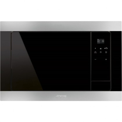 Микроволновая печь Smeg FMI320X2, цвет черное стекло + нержавеющая сталь