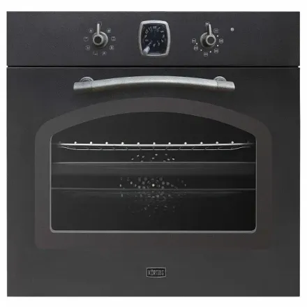 Духовой шкаф Korting OKB 481 CRSN, цвет матовый черный; цвет ручек - состаренное серебро