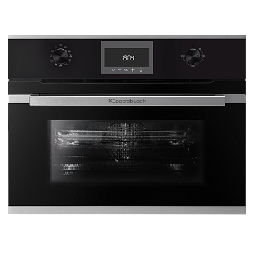 Духовой шкаф Kuppersbusch CBM 6330.0 S1 компактный, с микроволнами stainless steel, цвет черное стекло