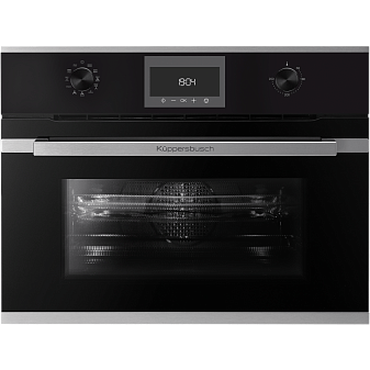 Духовой шкаф Kuppersbusch CBM 6330.0 S1 компактный, с микроволнами stainless steel, цвет черное стекло