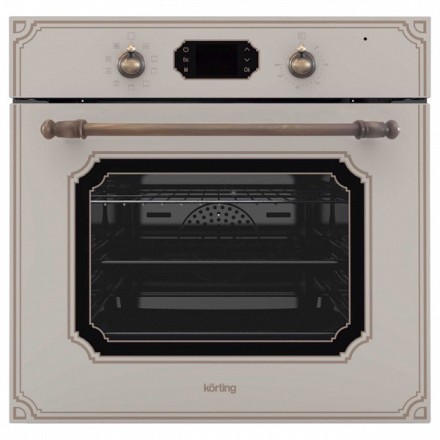 Духовой шкаф Korting OKB 4911 CRGB, цвет бежевое стекло; цвет ручки и регуляторов - бронза