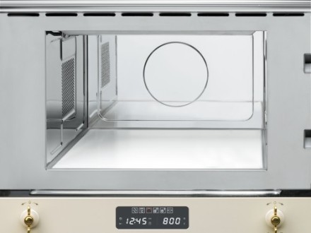 Микроволновая печь Smeg MP822PO, цвет кремовый (фурнитура латунная)