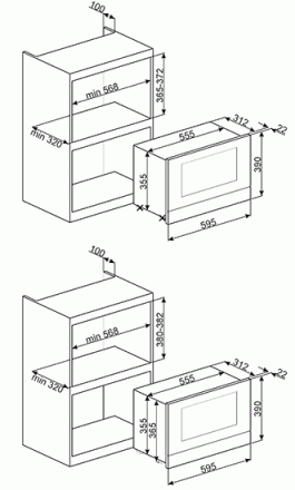Микроволновая печь Smeg MP822PO, цвет кремовый (фурнитура латунная)
